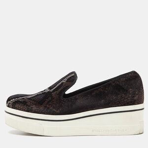 Stella McCartney Brown/Black Velvet Binx Star Platform Slip On Sneakers